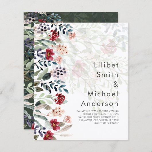 崇高なブルゴーニュの青結婚い花エレガントの (正面/裏面)