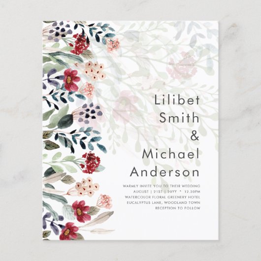 崇高なブルゴーニュの青結婚い花エレガントの チラシ (正面)