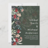 崇高なブルゴーニュの青結婚い花エレガントの 招待状 (正面)