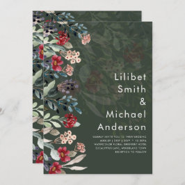 崇高なブルゴーニュの青結婚い花エレガントの 招待状