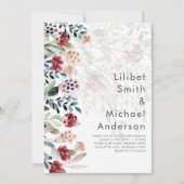 崇高なブルゴーニュの青結婚い花エレガントの 招待状 (正面)