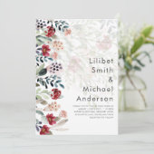 崇高なブルゴーニュの青結婚い花エレガントの 招待状 (スタンド正面)