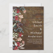 崇高なブルゴーニュの青結婚い花エレガントの 招待状 (正面)