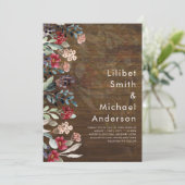 崇高なブルゴーニュの青結婚い花エレガントの 招待状 (スタンド正面)