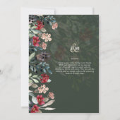 崇高なブルゴーニュの青結婚い花エレガントの 招待状 (裏面)