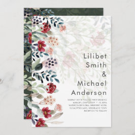 崇高なブルゴーニュの青結婚い花エレガントの 招待状