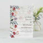 崇高なブルゴーニュの青結婚い花エレガントの 招待状 (スタンド正面)