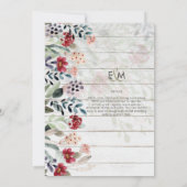 崇高なブルゴーニュの青結婚い花エレガントの 招待状 (裏面)