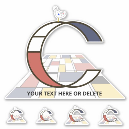 崇高な新可塑主義アートモノグラム。文字C シール (正面)