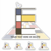 崇高な新可塑主義アートモノグラム。文字E シール (正面)