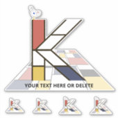 崇高な新可塑主義アートモノグラム。文字K シール (正面)