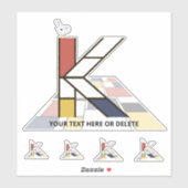 崇高な新可塑主義アートモノグラム。文字K シール (シート)