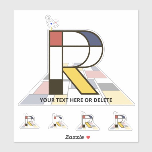 崇高な新可塑主義アートモノグラム。文字R シール (シート)