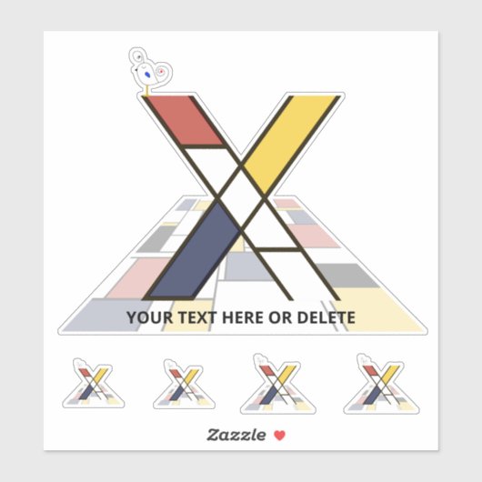 崇高な新可塑主義アートモノグラム。文字X シール (シート)