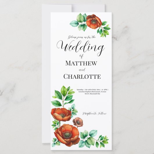 崇高な水の色の赤いケシのヴィンテージスタイル (正面)