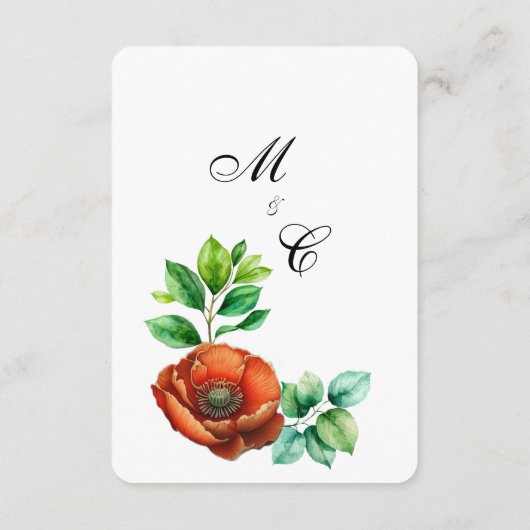 崇高な水の色の赤いケシのヴィンテージスタイル エンクロージャーカード (裏面)