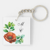 崇高な水の色の赤いケシのヴィンテージスタイル キーホルダー (裏面)