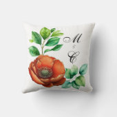 崇高な水の色の赤いケシのヴィンテージスタイル クッション (裏面)