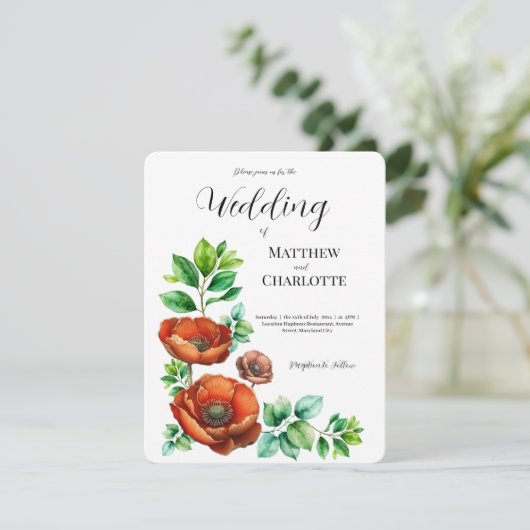 崇高な水の色の赤いケシのヴィンテージスタイル シーズンカード (スタンド正面)