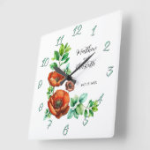 崇高な水の色の赤いケシのヴィンテージスタイル スクエア壁時計 (傾斜)