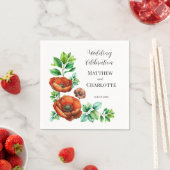 崇高な水の色の赤いケシのヴィンテージスタイル スタンダードカクテルナプキン (インサイチュ)