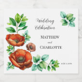 崇高な水の色の赤いケシのヴィンテージスタイル スパークリングワインラベル (シングルラベル)