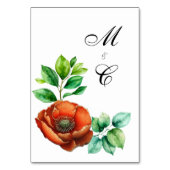 崇高な水の色の赤いケシのヴィンテージスタイル テーブルナンバー (裏面)