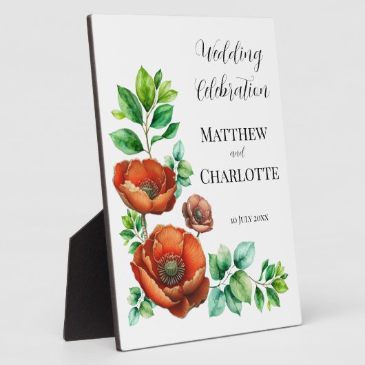 崇高な水の色の赤いケシのヴィンテージスタイル フォトプラーク (側面)