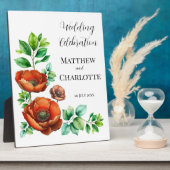 崇高な水の色の赤いケシのヴィンテージスタイル フォトプラーク (側面)