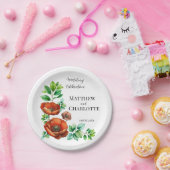 崇高な水の色の赤いケシのヴィンテージスタイル ペーパープレート (パーティー)