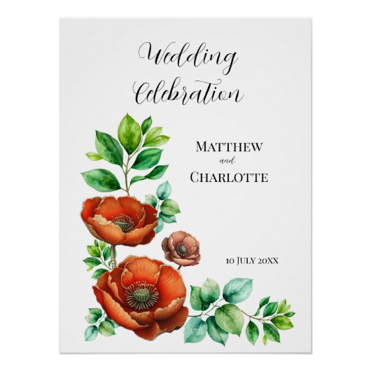 崇高な水の色の赤いケシのヴィンテージスタイル ポスター (正面)