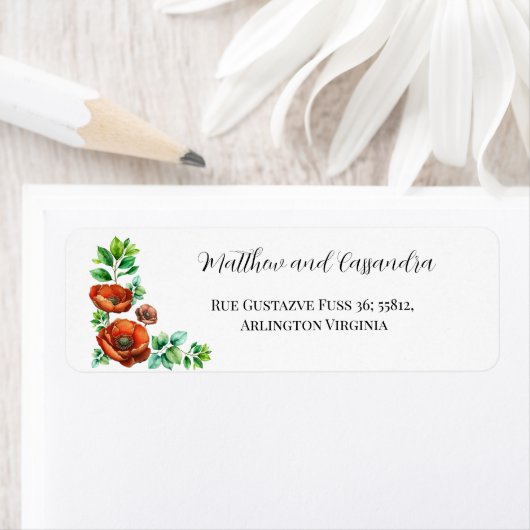 崇高な水の色の赤いケシのヴィンテージスタイル ラベル (インサイチュ)