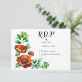 崇高な水の色の赤いケシのヴィンテージスタイル 出欠カード (スタンド正面)