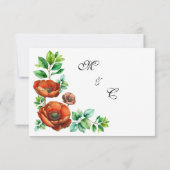 崇高な水の色の赤いケシのヴィンテージスタイル 出欠カード (裏面)