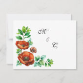 崇高な水の色の赤いケシのヴィンテージスタイル 出欠カード (裏面)