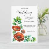 崇高な水の色の赤いケシのヴィンテージスタイル 招待状 (スタンド正面)