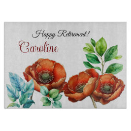 崇高な水の色の赤いケシの幸せな退職 カッティングボード