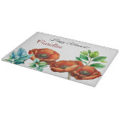 崇高な水の色の赤いケシの幸せな退職 カッティングボード (角)