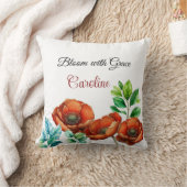 崇高な水の色の赤いケシの幸せな退職 クッション (ブランケット)