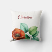 崇高な水の色の赤いケシの幸せな退職 クッション (裏面)