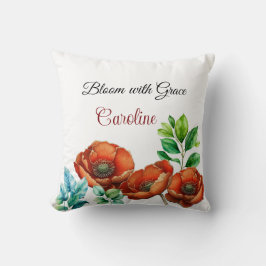 崇高な水の色の赤いケシの幸せな退職 クッション