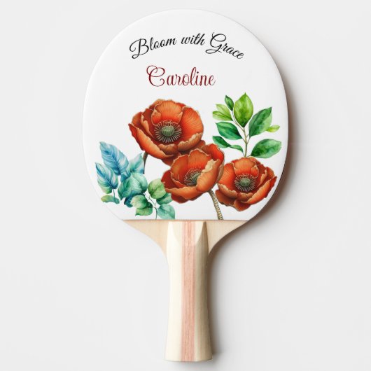 崇高な水の色の赤いケシの幸せな退職 卓球ラケット (正面)