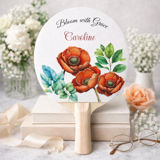 崇高な水の色の赤いケシの幸せな退職 卓球ラケット