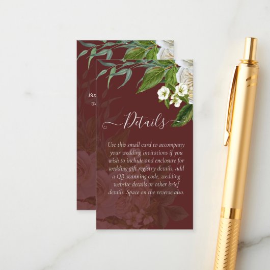 崇高な結婚式招待状詳細エンクロージャバラ エンクロージャーカード (正面/裏面インサイチュ)