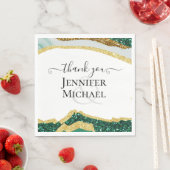 崇高エメラルドグリーン金ゴールドアゲート結婚ト スタンダードランチョンナプキン (インサイチュ)