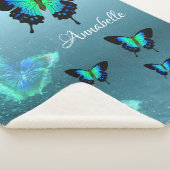 崇高ゴージャスアクアターコイズ蝶 シェルパブランケット (3/4)