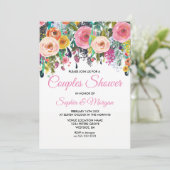 崇高ピンクフローラカラフルカップルシャワー招待状 招待状 (スタンド正面)