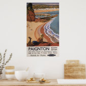 崖から見下ろすイギリス鉄道の少女 ポスター (キッチン)