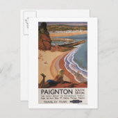 崖から見下ろすイギリス鉄道の少女 ポストカード (正面/裏面)