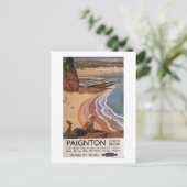 崖から見下ろすイギリス鉄道の少女 ポストカード (スタンド正面)